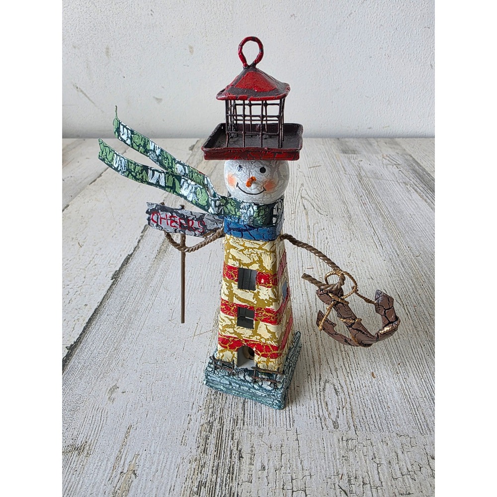 Metal‎ lighthouse snowman light up anchor Xmas figurine village decor